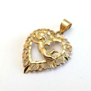 14k solid gold vintage angel cherub pendant estate jewelry charm